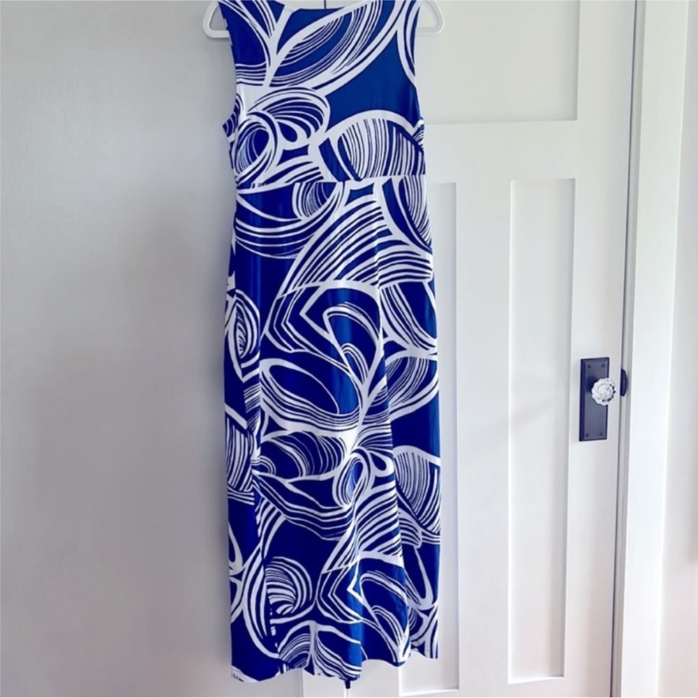 Chico’s Maxi Dress Cotton Abstract Print Sleeveless V Neck Empire Waist 1 Medium - Picture 5 of 6
